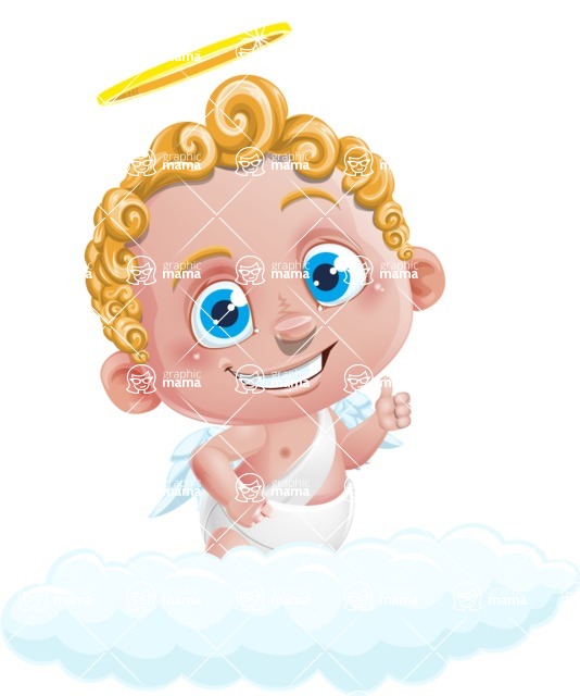 Cupid Cartoon Character - Cartoon Cupid on a Cloud